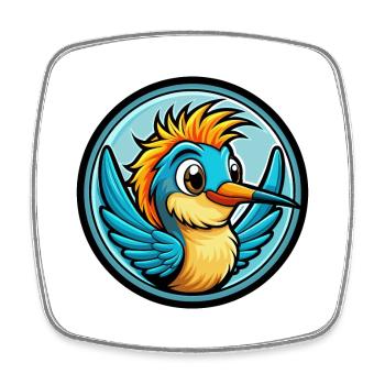 Colibri coloré Kawaii personnage de dessin animé animal de compagnie - Magnet carré - blanc - Devant