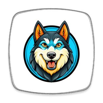 Husky chien coloré Kawaii dessin animé personnage animal - Magnet carré - blanc - Devant