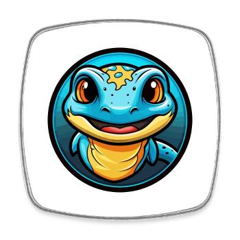 Salamander Bunte Kawaii Cartoon Figur Haustier - Viereckiger Kühlschrankmagnet - Weiß - Vorne
