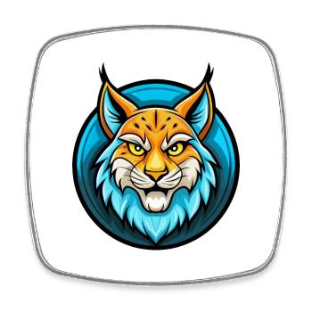 Luchs Bunt Kawaii Cartoon Figur Clipart Haustier - Viereckiger Kühlschrankmagnet - Weiß - Vorne