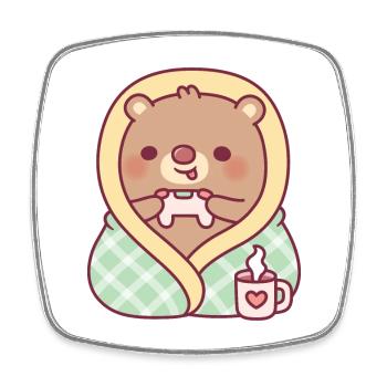 Cute Bear Wrapped In Cozy Blanket While Gaming - Square fridge magnet - white - Front