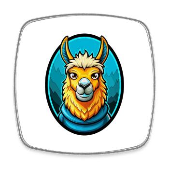 Llama Colorful Kawaii Cartoon Character Clipart - Square fridge magnet - white - Front