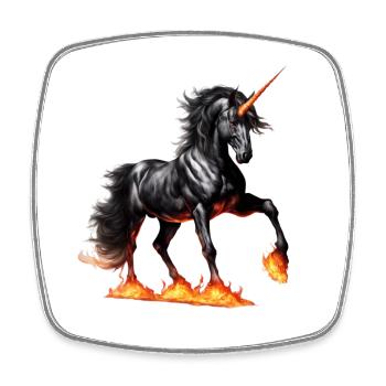 La puissante licorne noire - Magnet carré - blanc - Devant