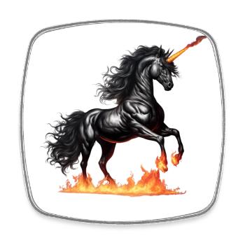 La puissante licorne noire - Magnet carré - blanc - Devant