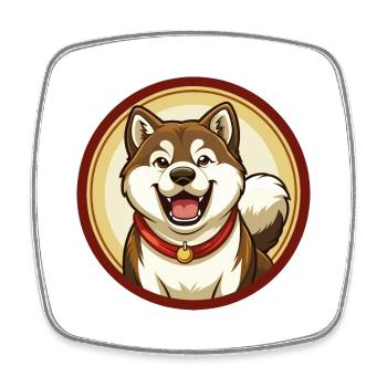 Akita Hund Bunt Kawaii Cartoon Figur Haustier - Viereckiger Kühlschrankmagnet - Weiß - Vorne