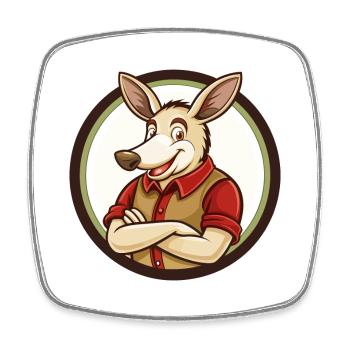 Aardvark coloré Kawaii Dessin animé Personnage Clipart - Magnet carré - blanc - Devant