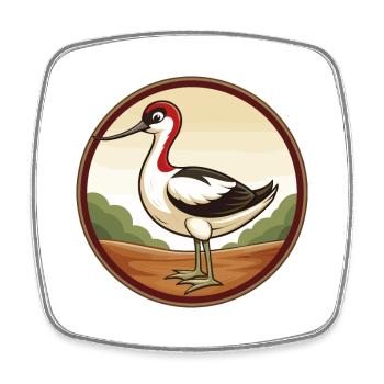Avocet Bunte Kawaii Cartoon Figur Clipart - Viereckiger Kühlschrankmagnet - Weiß - Vorne