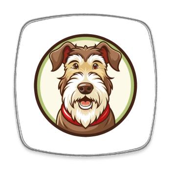 Airedale Terrier Hund Kawaii Zeichentrickfigur Haustier - Viereckiger Kühlschrankmagnet - Weiß - Vorne