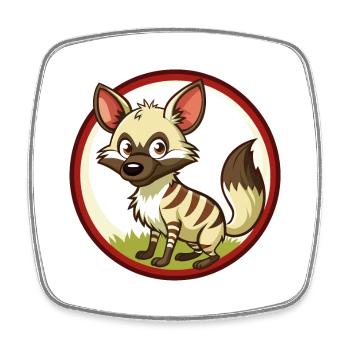 Aardwolf Bunte Kawaii Cartoon Figur Clipart - Viereckiger Kühlschrankmagnet - Weiß - Vorne