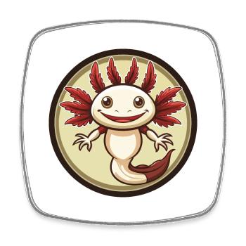axolotl coloré Kawaii Dessin animé Personnage Clipart - Magnet carré - blanc - Devant