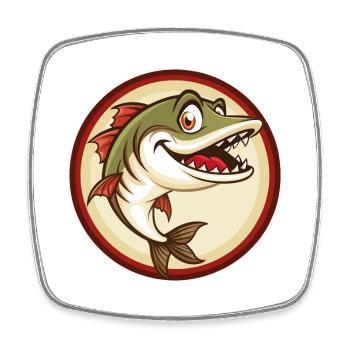 Barracuda Coloré Kawaii Dessin Animé Personnage Animal de compagnie - Magnet carré - blanc - Devant