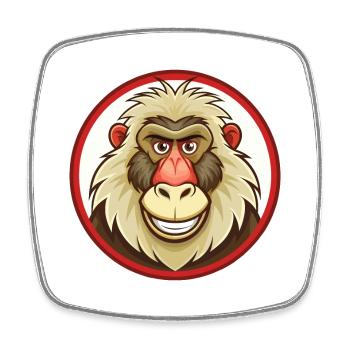 Baboon Colorful Kawaii Cartoon Character Clipart - Square fridge magnet - white - Front