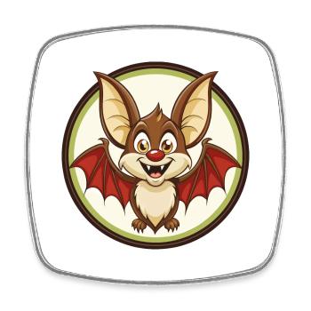 chauve-souris coloré kawaii dessin animé personnage clipart animal de compagnie - Magnet carré - blanc - Devant