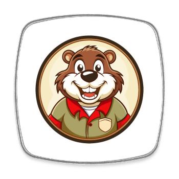 Biber Bunte Kawaii Cartoon Figur Clipart - Viereckiger Kühlschrankmagnet - Weiß - Vorne