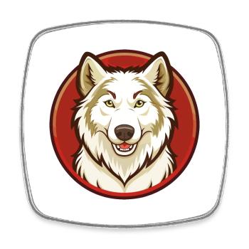 Arctic Wolf Colorful Kawaii Cartoon Character Pet - Square fridge magnet - white - Front
