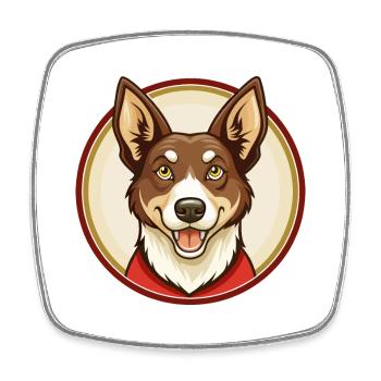 Australischer Kelpie Hund Kawaii Zeichentrickfigur Haustier - Viereckiger Kühlschrankmagnet - Weiß - Vorne