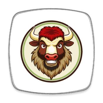 Bison coloré Kawaii Dessin animé Personnage Clipart - Magnet carré - blanc - Devant