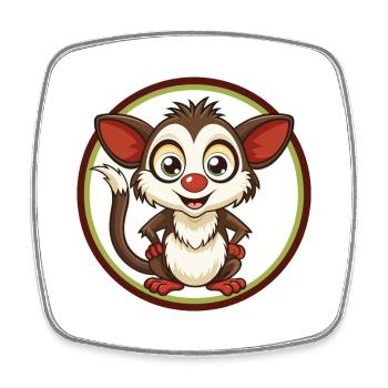 Aye Aye Bunte Kawaii Cartoon Figur Clipart - Viereckiger Kühlschrankmagnet - Weiß - Vorne