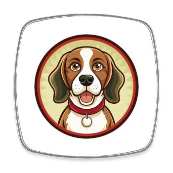 Beagle Dog Colorful Kawaii Cartoon Character Pet - Square fridge magnet - white - Front