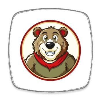 Bär Bunt Kawaii Cartoon Charakter Clipart Haustier - Viereckiger Kühlschrankmagnet - Weiß - Vorne