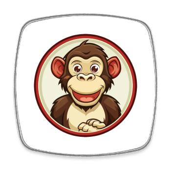 Bonobo Colorful Kawaii Cartoon Character Clipart - Square fridge magnet - white - Front