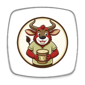 Bongo Bunte Kawaii Cartoon Figur Clipart - Viereckiger Kühlschrankmagnet - Weiß - Vorne