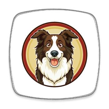 Border Collie Hund Bunte Kawaii Cartoon Clipart - Viereckiger Kühlschrankmagnet - Weiß - Vorne