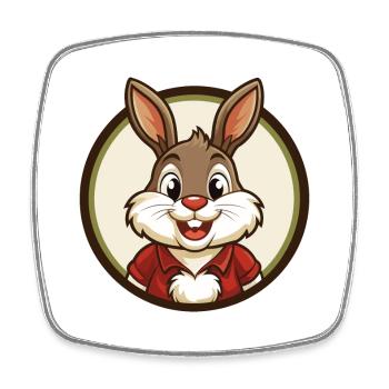 Hase Bunte Kawaii Cartoon Figur Clipart - Viereckiger Kühlschrankmagnet - Weiß - Vorne