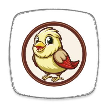 Canari oiseau coloré Kawaii dessin animé Personnage Animal de compagnie - Magnet carré - blanc - Devant