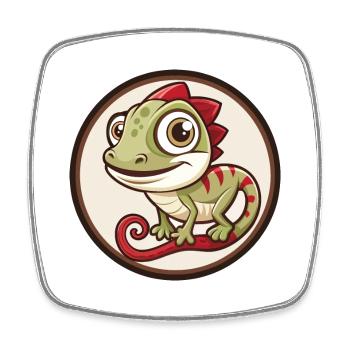 Chameleon Colorful Kawaii Cartoon Character Pet - Square fridge magnet - white - Front