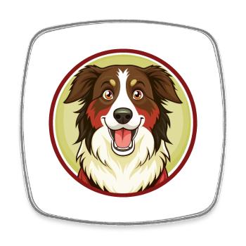 Australian Shepherd Dog Kawaii Cartoon Character - Square fridge magnet - white - Front