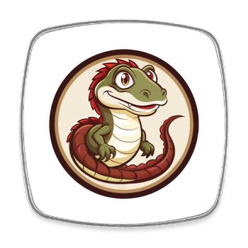 basilic coloré kawaii personnage de dessin animé clipart - Magnet carré - blanc - Devant