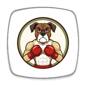 Boxer Hund Bunt Kawaii Cartoon Figur Haustier - Viereckiger Kühlschrankmagnet - Weiß - Vorne