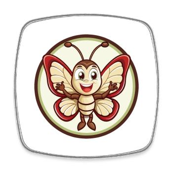 papillon coloré kawaii dessin animé personnage animal de compagnie - Magnet carré - blanc - Devant