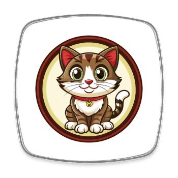 Cat Colorful Kawaii Cartoon Character Clipart Pet - Square fridge magnet - white - Front