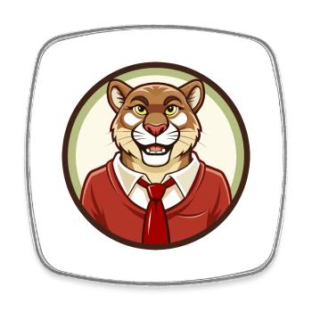 Cougar coloré Kawaii Dessin animé Personnage Clipart - Magnet carré - blanc - Devant