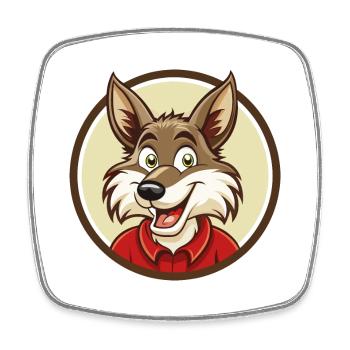 Kojote Bunte Kawaii Cartoon Figur Clipart - Viereckiger Kühlschrankmagnet - Weiß - Vorne