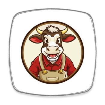 Kuh Bunt Kawaii Cartoon Figur Clipart Haustier - Viereckiger Kühlschrankmagnet - Weiß - Vorne