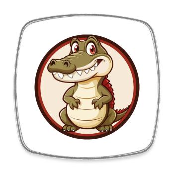 Krokodil Bunt Kawaii Cartoon Charakter Haustier - Viereckiger Kühlschrankmagnet - Weiß - Vorne
