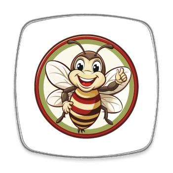 Bee Colorful Kawaii Cartoon Character Clipart Pet - Square fridge magnet - white - Front