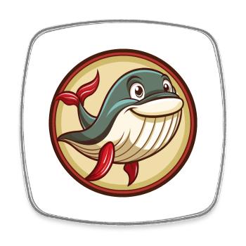 Blue whale Colorful Kawaii Cartoon Character Pet - Square fridge magnet - white - Front