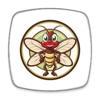 Libelle Bunte Kawaii Cartoon Figur Haustier - Viereckiger Kühlschrankmagnet - Weiß - Vorne