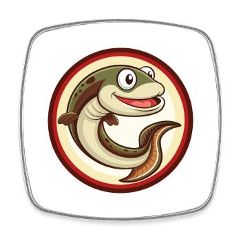 Eel Colorful Kawaii Cartoon Character Clipart Pet - Square fridge magnet - white - Front