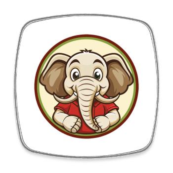 Elefant Bunte Kawaii Cartoon Figur Clipart - Viereckiger Kühlschrankmagnet - Weiß - Vorne