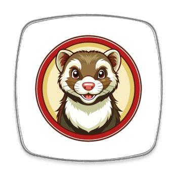 Frettchen Bunte Kawaii Cartoon Figur Clipart - Viereckiger Kühlschrankmagnet - Weiß - Vorne