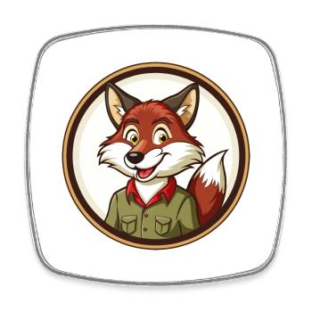 Fuchs Bunte Kawaii Cartoon Figur Clipart Haustier - Viereckiger Kühlschrankmagnet - Weiß - Vorne