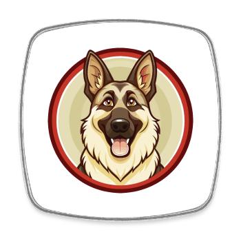 German Shepherd Dog Kawaii Cartoon Character Pet - Square fridge magnet - white - Front