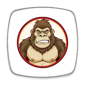Gorilla Bunte Kawaii Cartoon Figur Clipart - Viereckiger Kühlschrankmagnet - Weiß - Vorne
