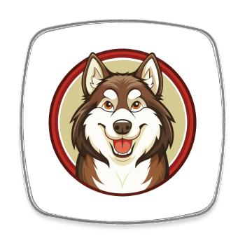 Husky Dog Colorful Kawaii Cartoon Character Pet - Square fridge magnet - white - Front