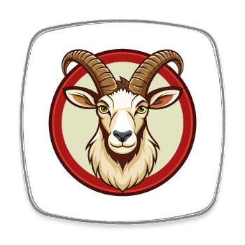 Steinbock Bunte Kawaii Cartoon Figur Clipart Haustier - Viereckiger Kühlschrankmagnet - Weiß - Vorne